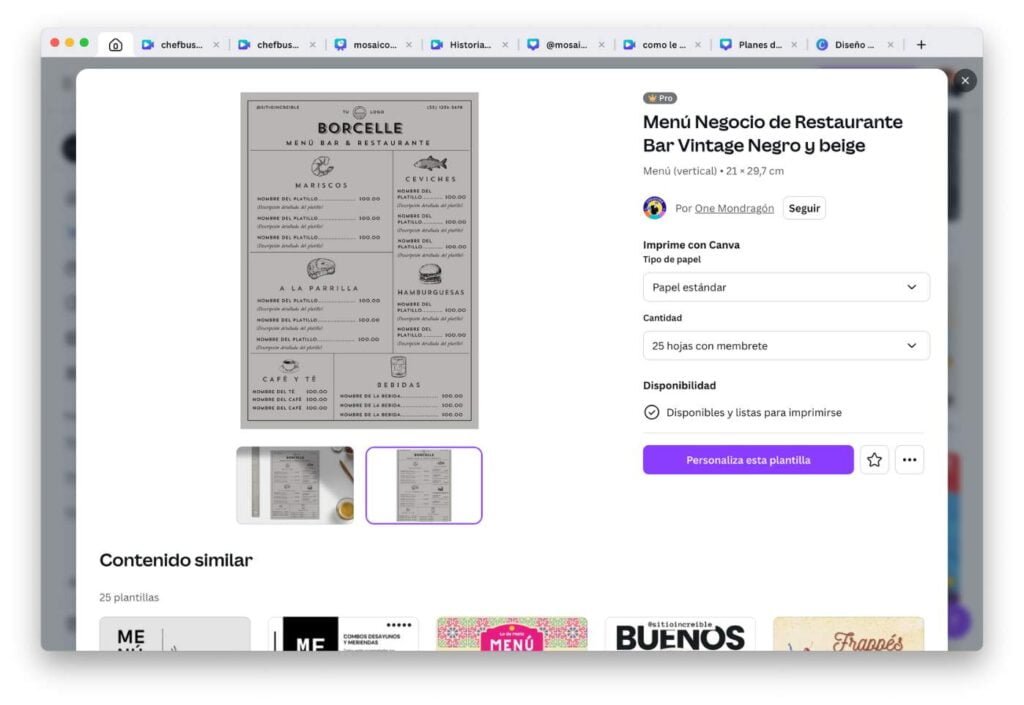 Diseño de Menús para Restaurantes