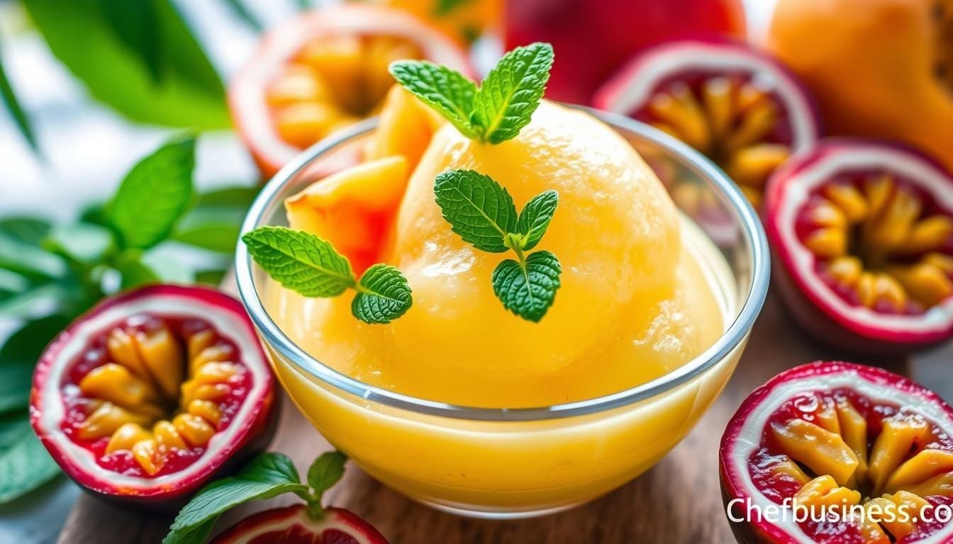 Sorbete de fruta de la pasion