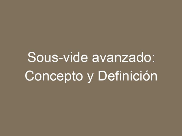 Sous-vide avanzado: Concepto y Definición
